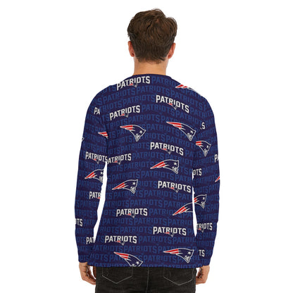 New England Football Game Day All-Over Print Long Sleeve T-Shirt | 190GSM Cotton