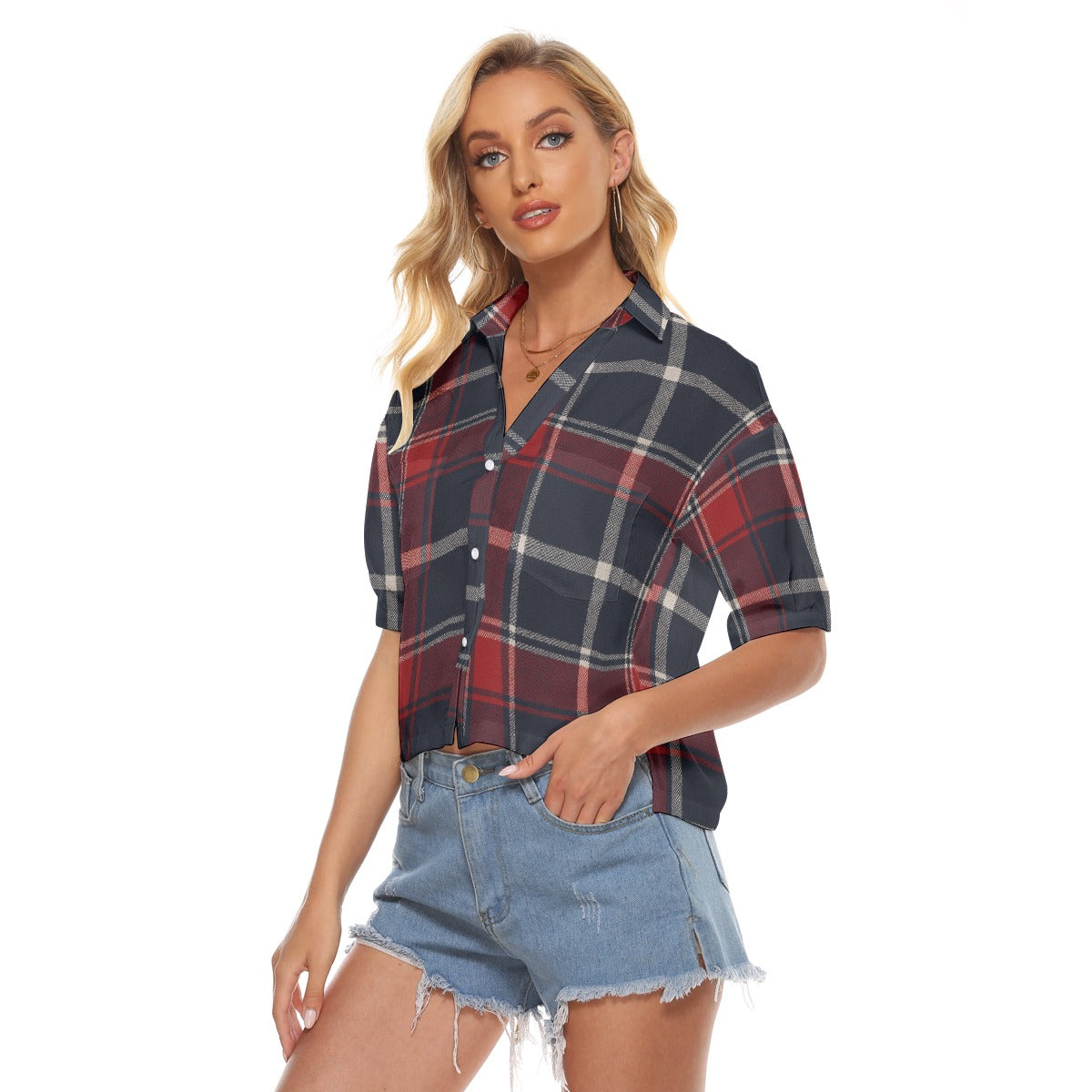 Urban Legend Mississippi Ole Miss Rebels Tartan Plaid Women's V-Neck Shirt – Red and Navy College St
