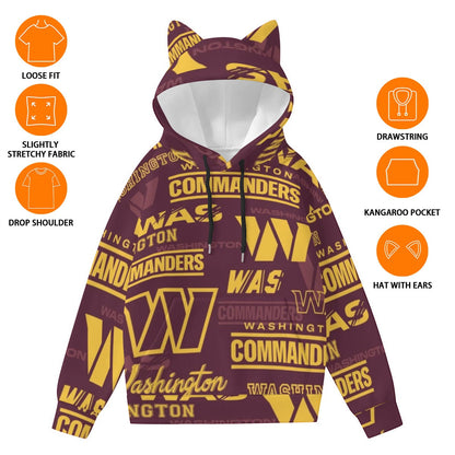 Washington Commanders Women’s Hoodie With Decorative Ears