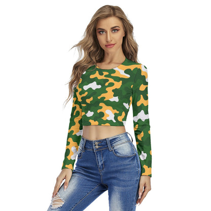 Green Bay Football Game Day All-Over Print Women's Round Neck Crop Top T-Shirt
