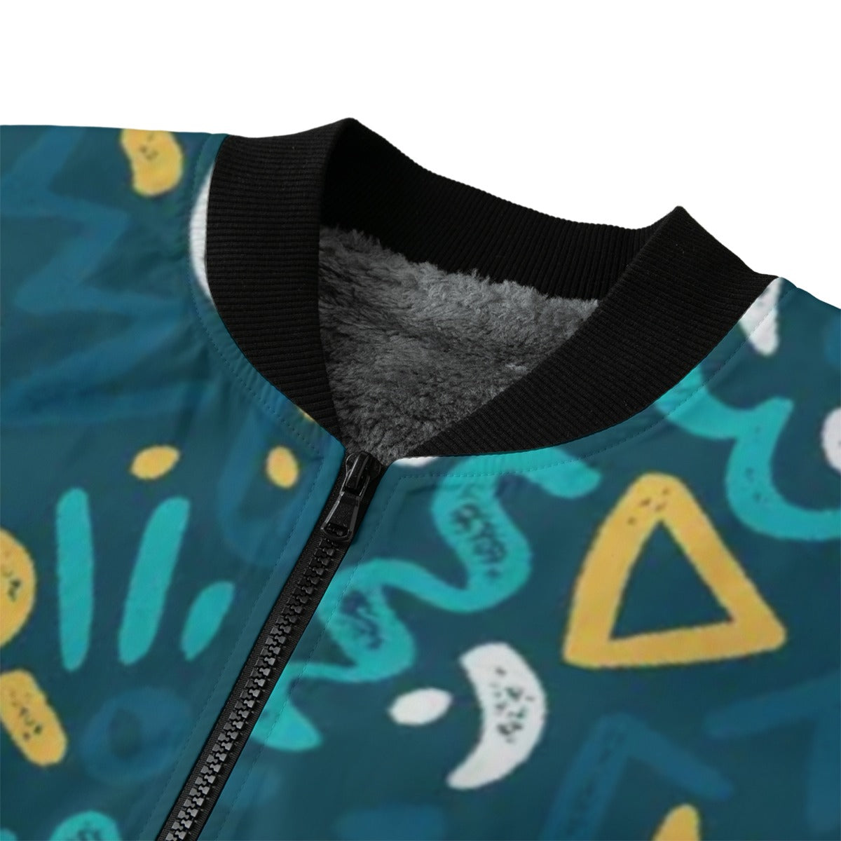 Urban Legend 90s Street Icons – Hand-Drawn Abstract Pattern Fleece Bomber Jacket