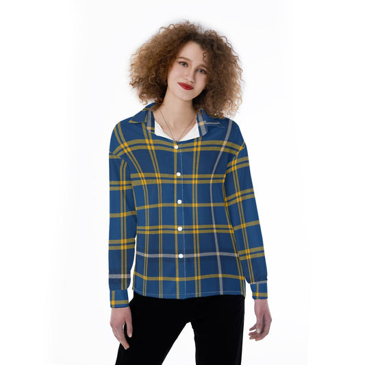 California Los Angeles UCLA Bruins Tartan Plaid Women's Satin Shirt