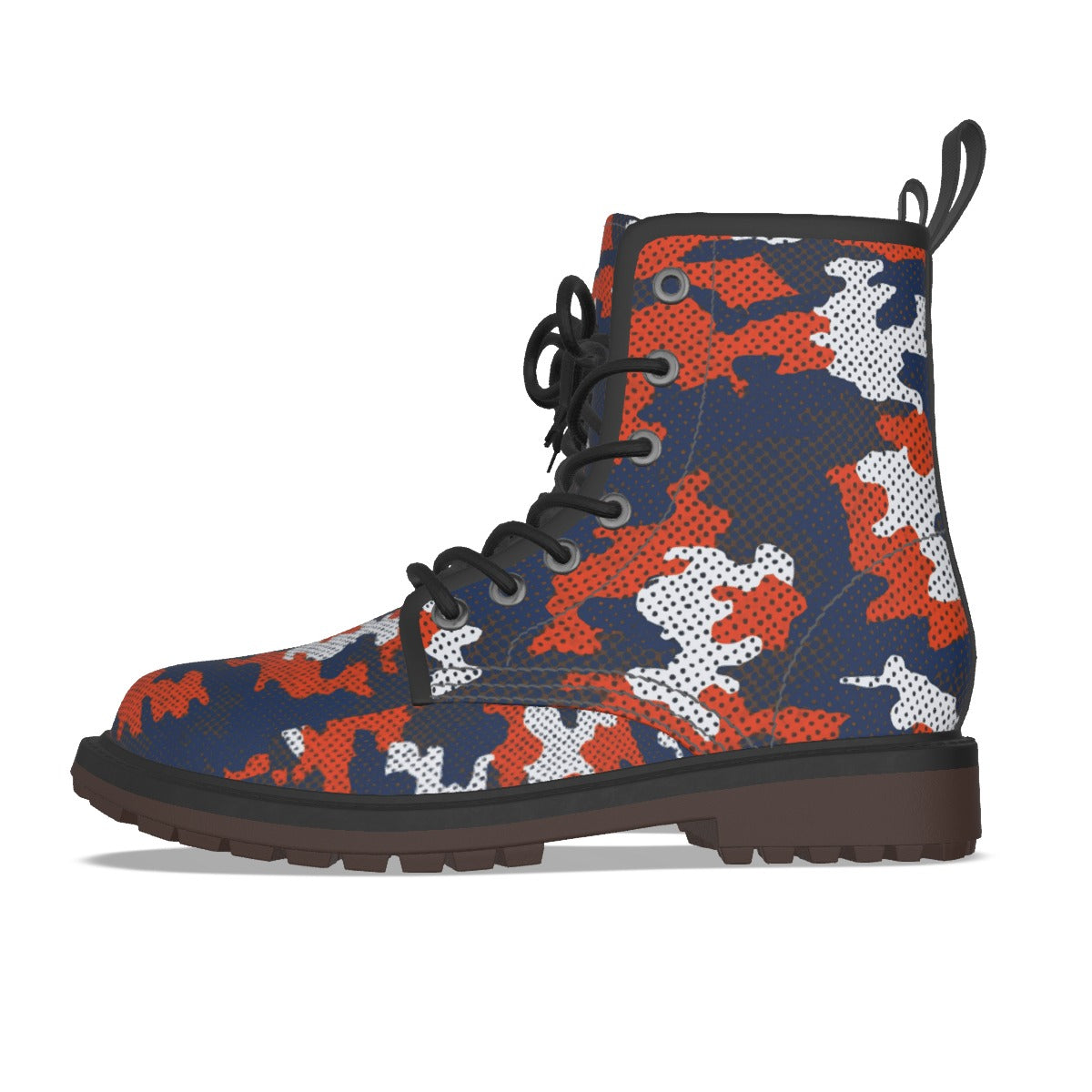 Urban Legend Virginia Navy and Orange Camo Martin Short Boots – Cavaliers-Inspired Streetwear for Ga