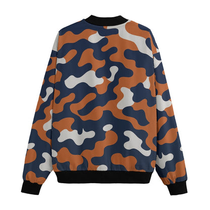 Denver Broncos Camo Fleece Bomber Jacket – Orange and Navy Camouflage NFL Streetwear