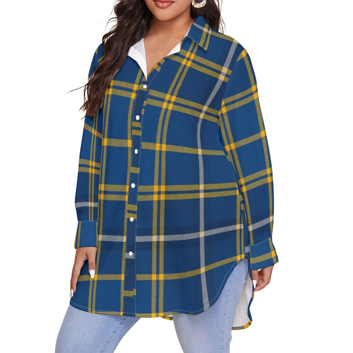 California Los Angeles UCLA Bruins Tartan Plaid Women's Shirt With Long Sleeve(Plus Size)