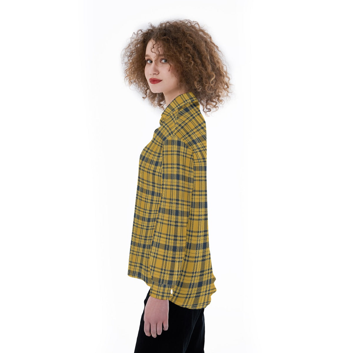 Georgia Yellow Jackets Tartan Plaid  Women's Satin Shirt