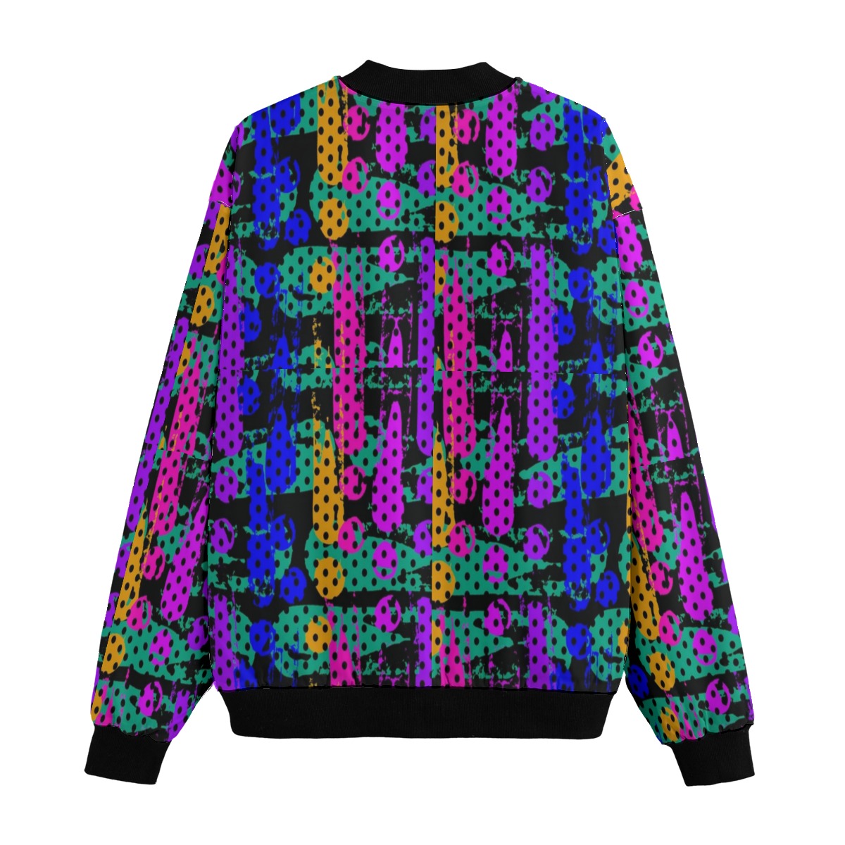 Abstract Oil-Painted Geometric Graffiti Fleece Bomber Jacket – Seamless Streetwear Pattern