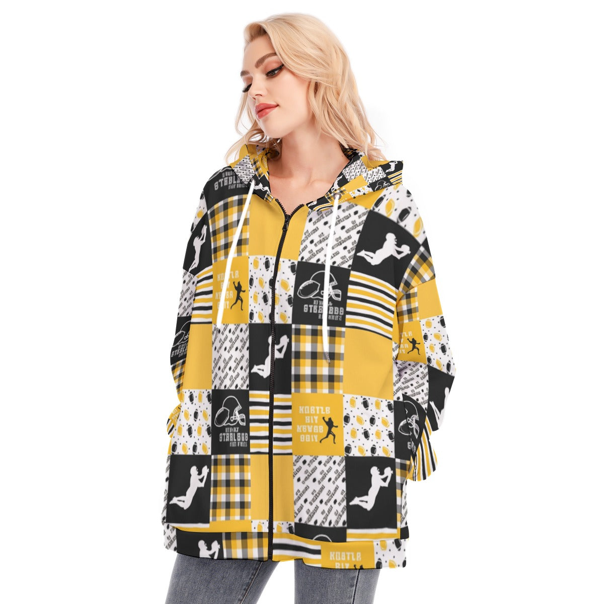 All-Over Print Women's Long Hoodie With Zipper Closure