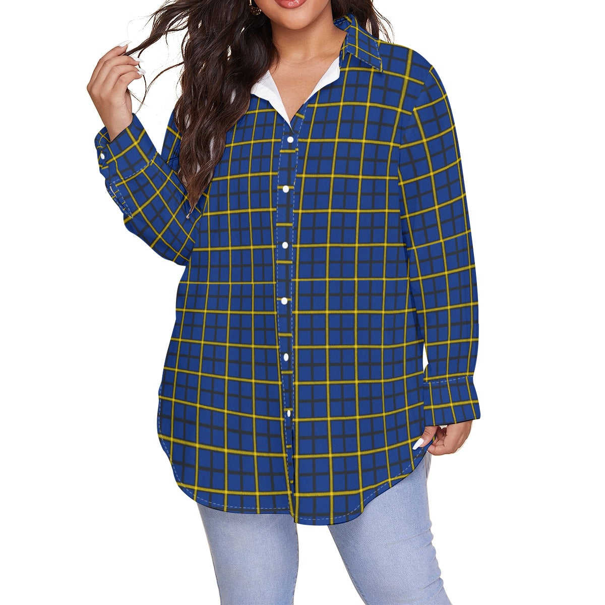 Pittsburgh Tartan Plaid Panthers  Women's Shirt With Long Sleeve(Plus Size)