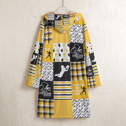 All-Over Print Men's Horn Button Long Fleece Windbreaker