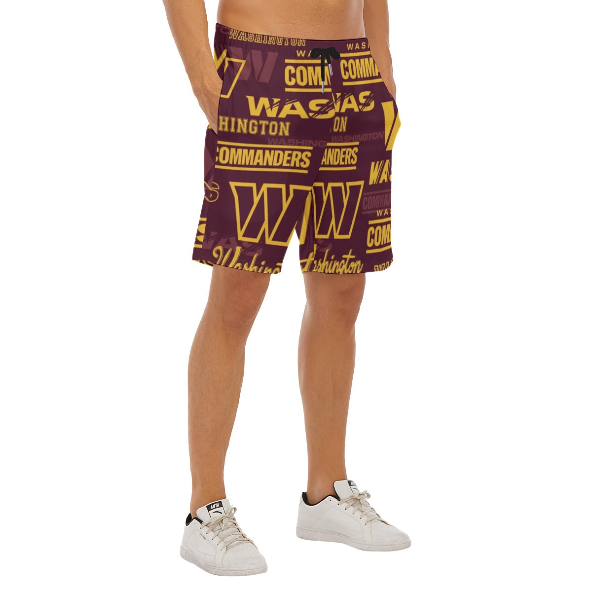 Washington Commanders Men's Beach Shorts With Elastic Waist