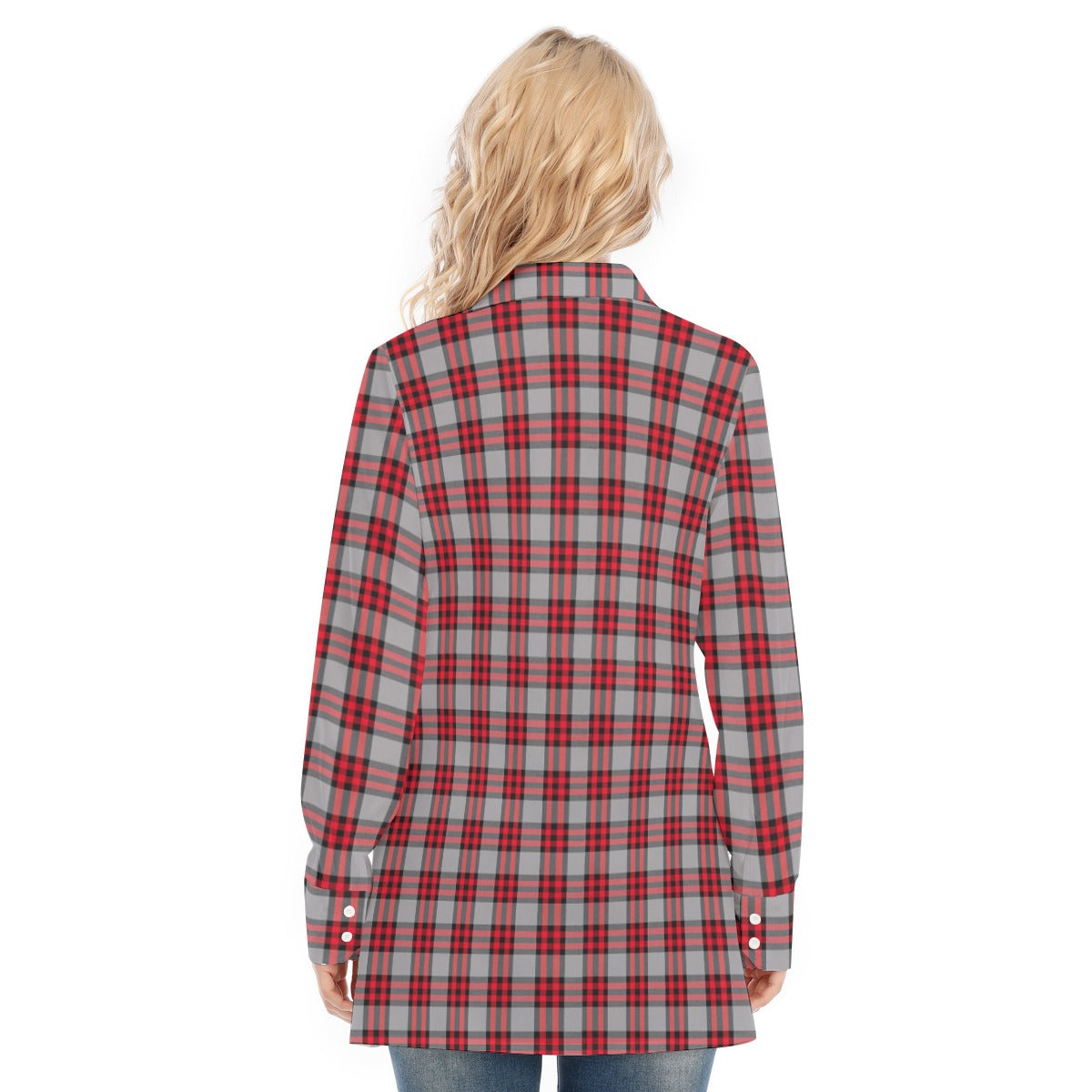 Ohio State Tartan Plaid Buckeyes Women's Long Shirt |115GSM Cotton poplin