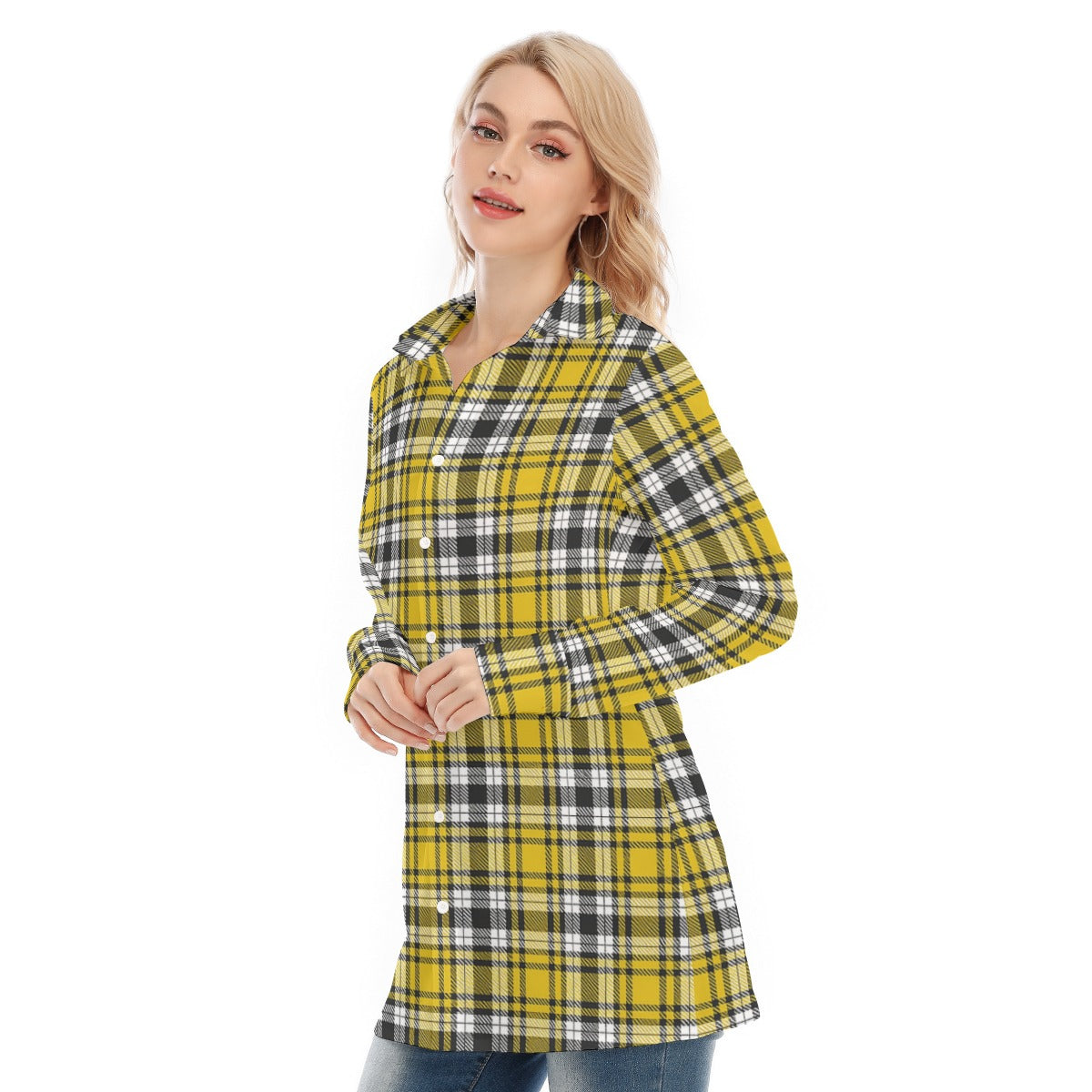 Iowa tartan plaid Hawkeyes Women's Long Shirt |115GSM Cotton poplin