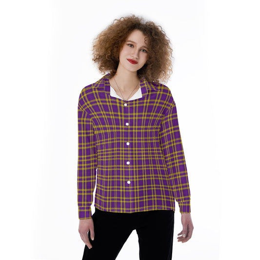 Louisiana Tartan Laid Tigers Lsu Women's Satin Shirt