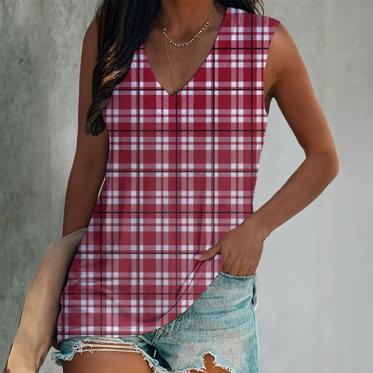 Alabama Tartan Plaid Women's Sleeveless V-Neck Tank Top