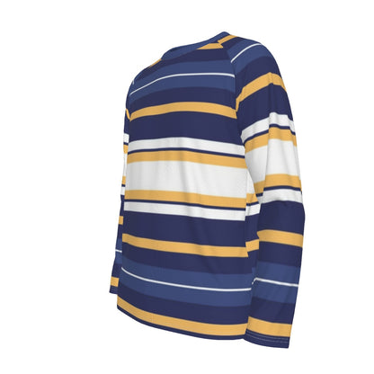 Navy and Yellow Striped Long Sleeve Shirt – Bold Classic Energy