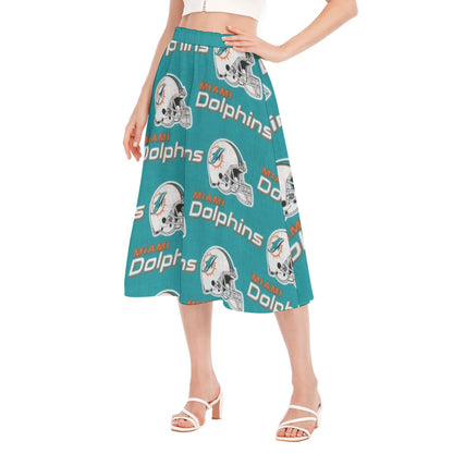 Miami Football Game Day All-Over Print Women's Long Section Chiffon Skirt