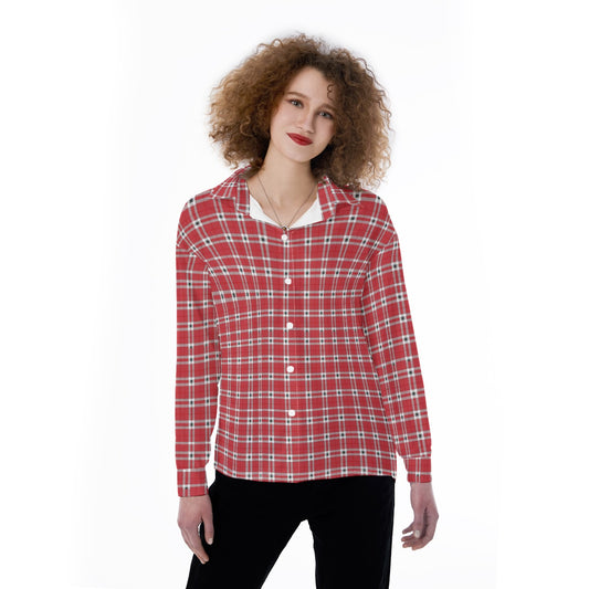 Houston Tartan Plaid Cougars Women's Satin Shirt