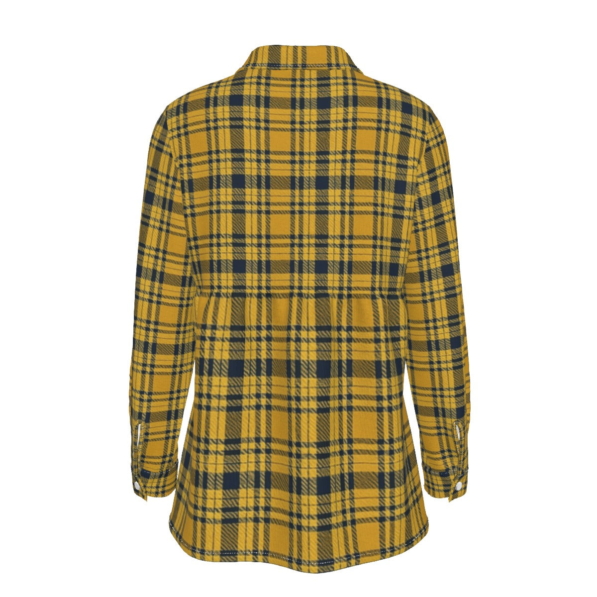 Georgia Yellow Jackets Tartan Plaid Women's Elastic-Back Shirt