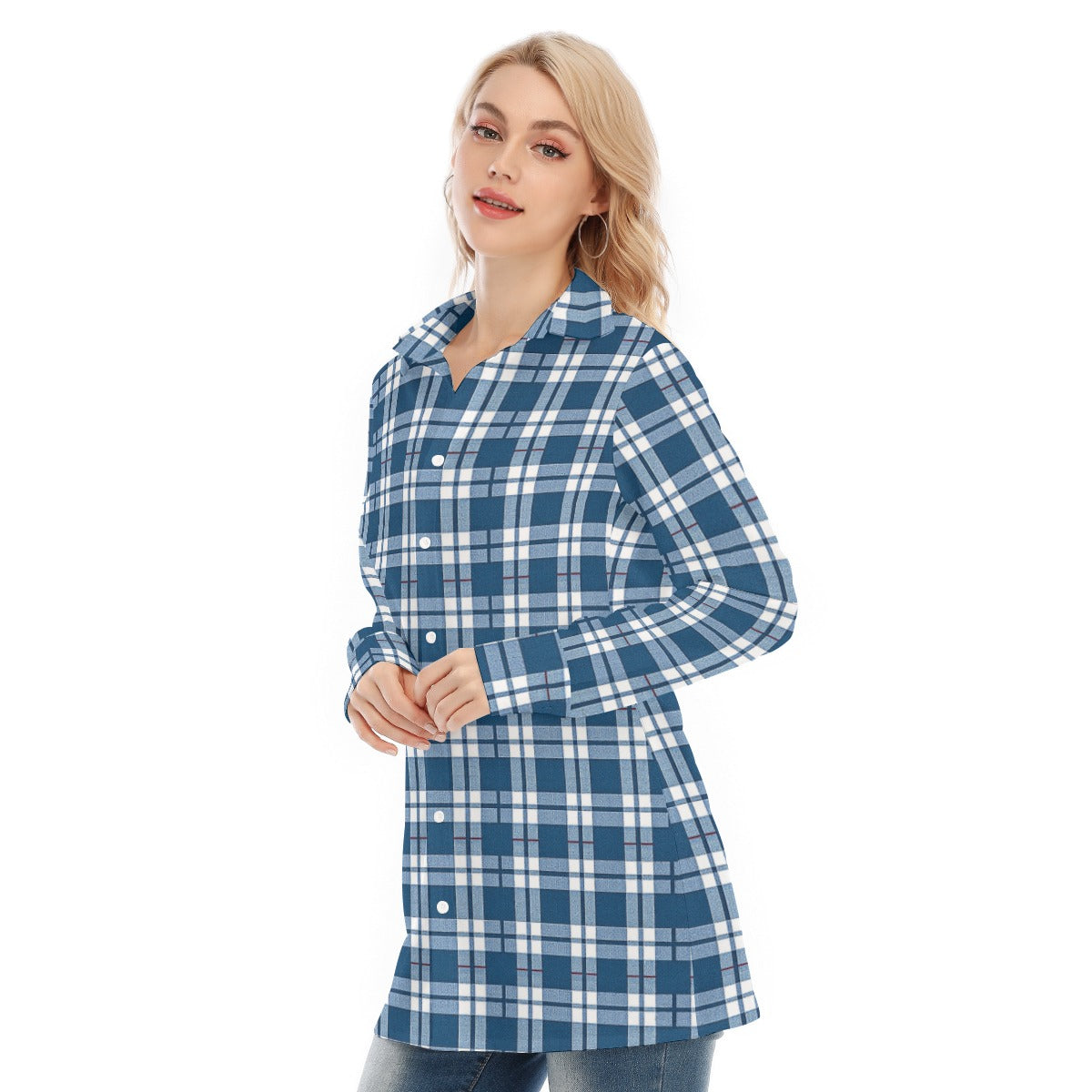 Connecticut tartan plaid Women's Long Shirt