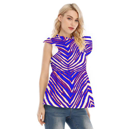 Buffalo Bills Zubaz Women's Blouse With Lotus Leaf Lace