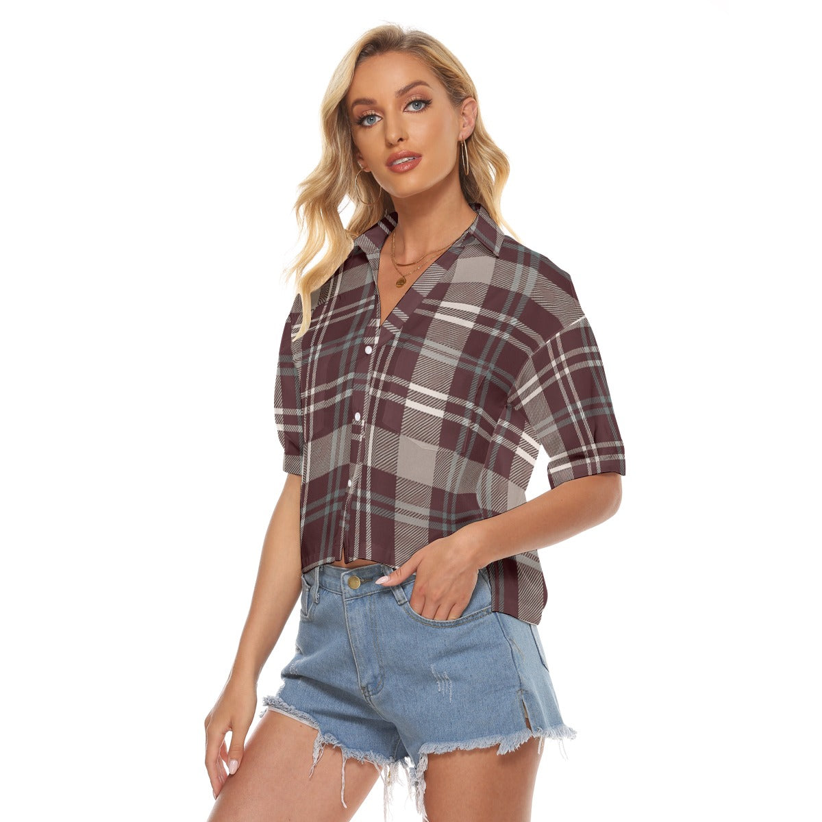 Texas Tartan Plaid A&M - Aggies  Women's V-neck Shirts