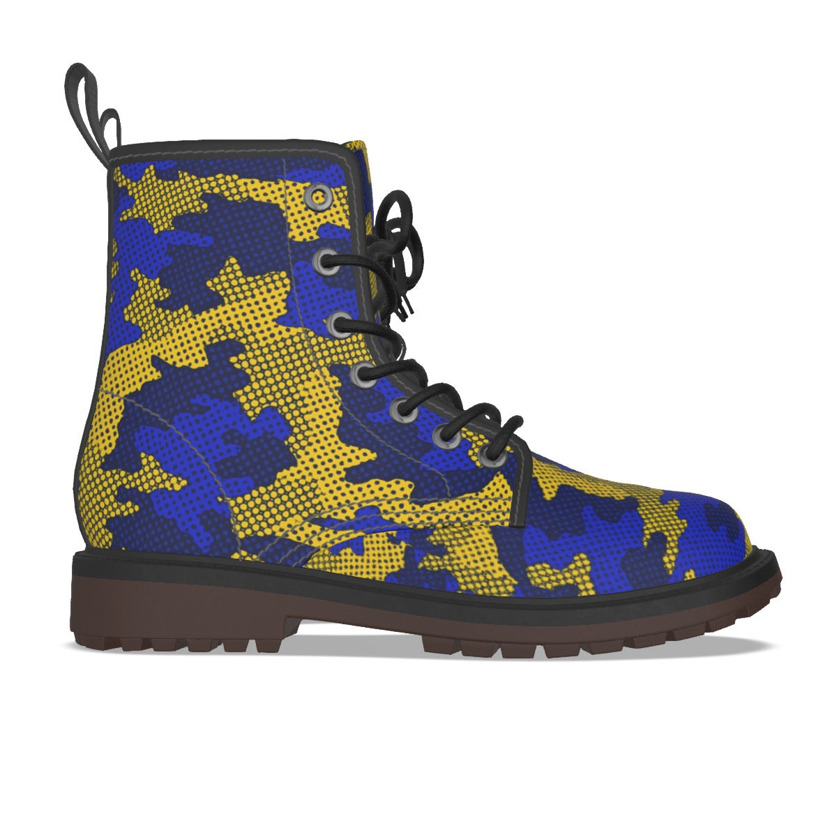 Urban Legend West Virginia Blue and Gold Camo Martin Short Boots – Mountaineers-Inspired Streetwear