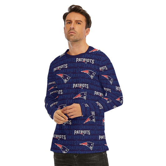 New England Football Game Day All-Over Print Long Sleeve T-Shirt | 190GSM Cotton