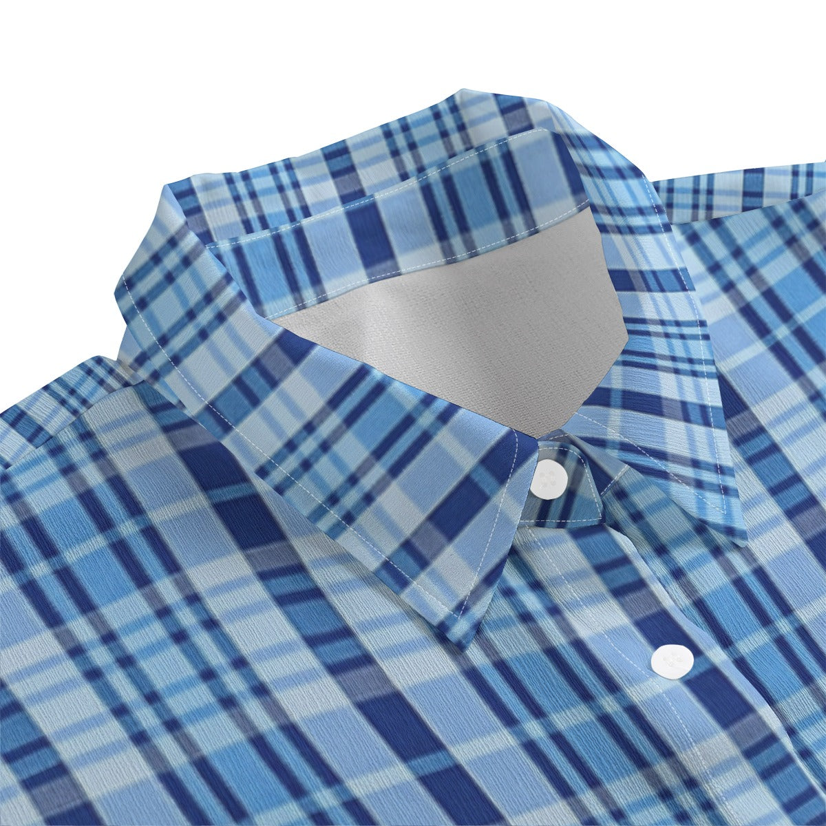 North Carolina Tartan Plaid Tar Heels Blue Women's Chiffon Shirt With Elbow Sleeve