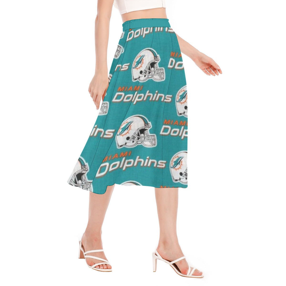 Miami Football Game Day All-Over Print Women's Long Section Chiffon Skirt