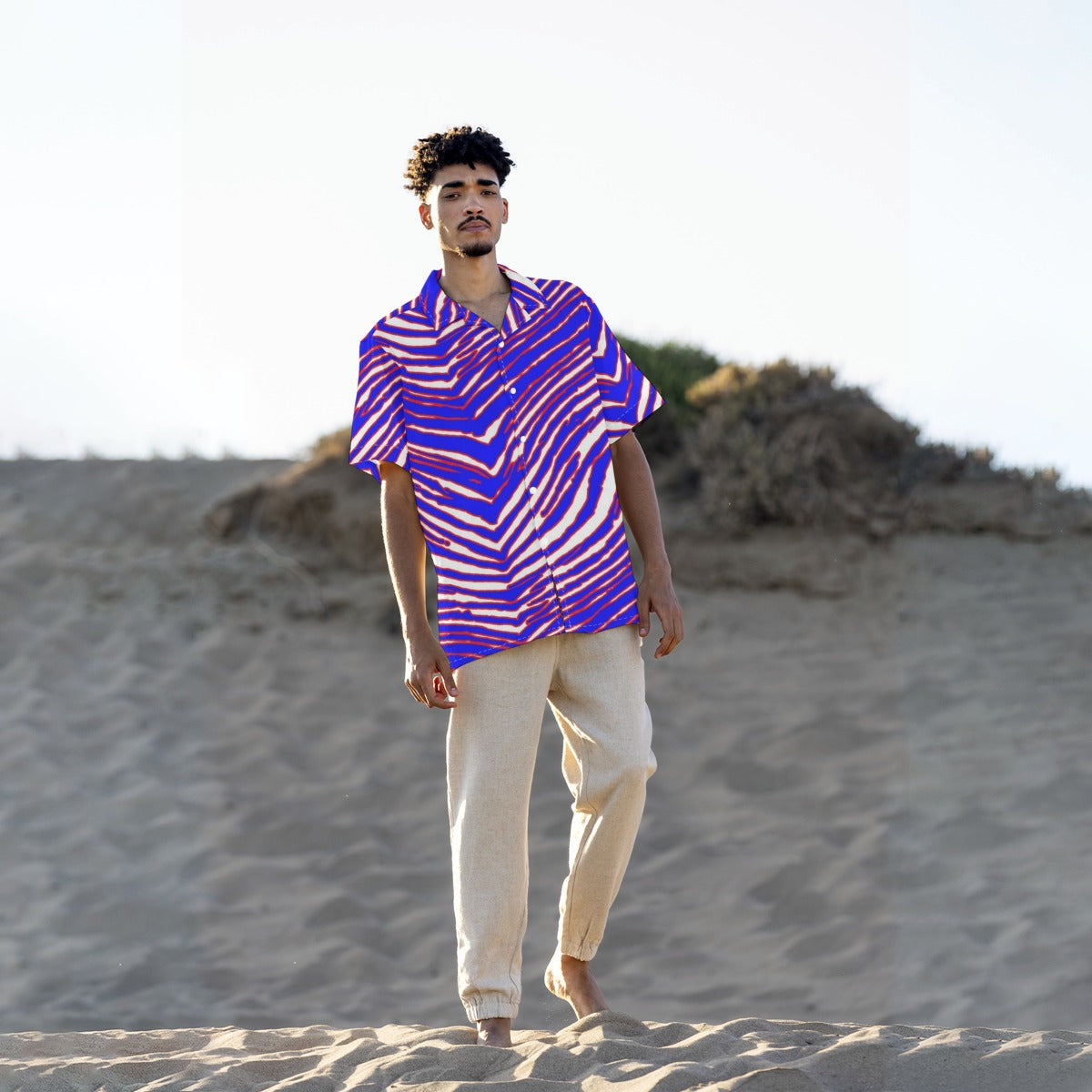 Buffalo Bills Zubaz Men's Hawaiian Shirt With Button Closure