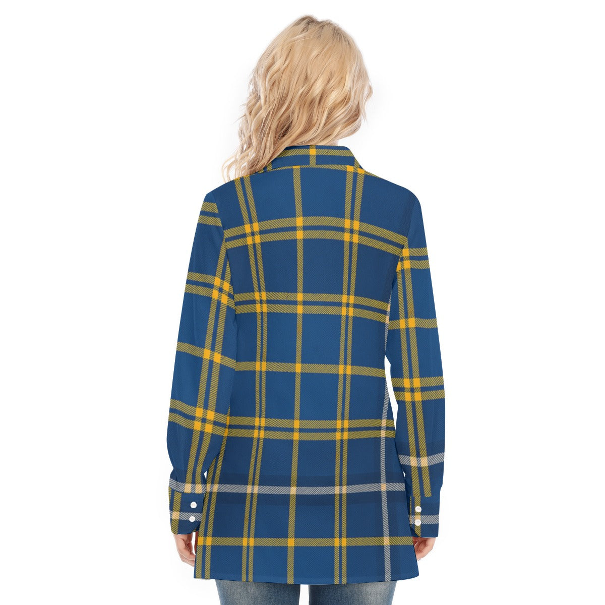 California Los Angeles UCLA Bruins Tartan Plaid  Women's Long Shirt |115GSM Cotton poplin