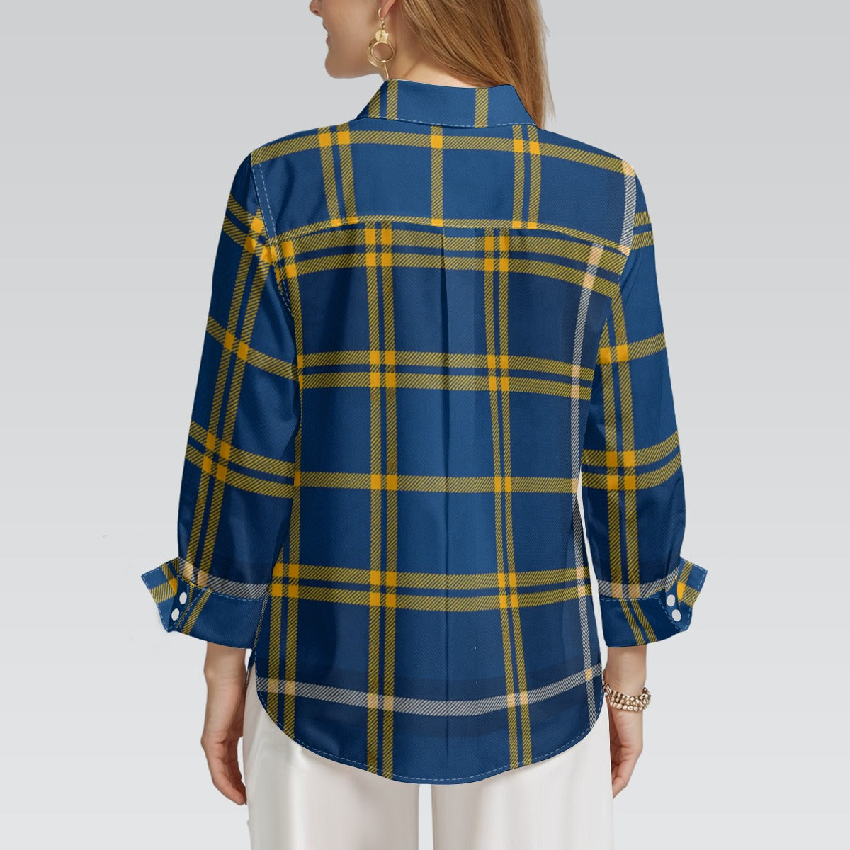California Los Angeles UCLA Bruins Tartan Plaid  Women's 3/4 Sleeve Shirt