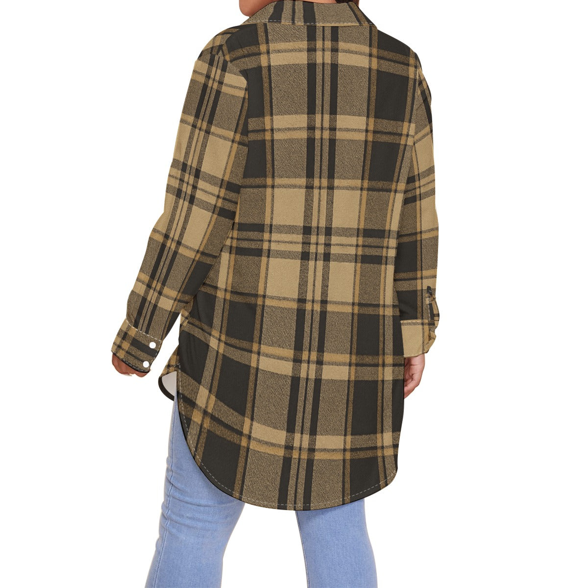 Colorado Tartan Plaid Women's Shirt With Long Sleeve(Plus Size)