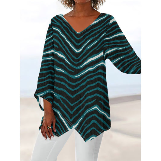 Philadelphia Football Game Day All-Over Print Women's V-neck T-shirt With Irregular Hem