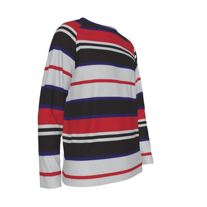 Red, Black, and White Striped Long Sleeve Shirt – Bold Modern Fashion
