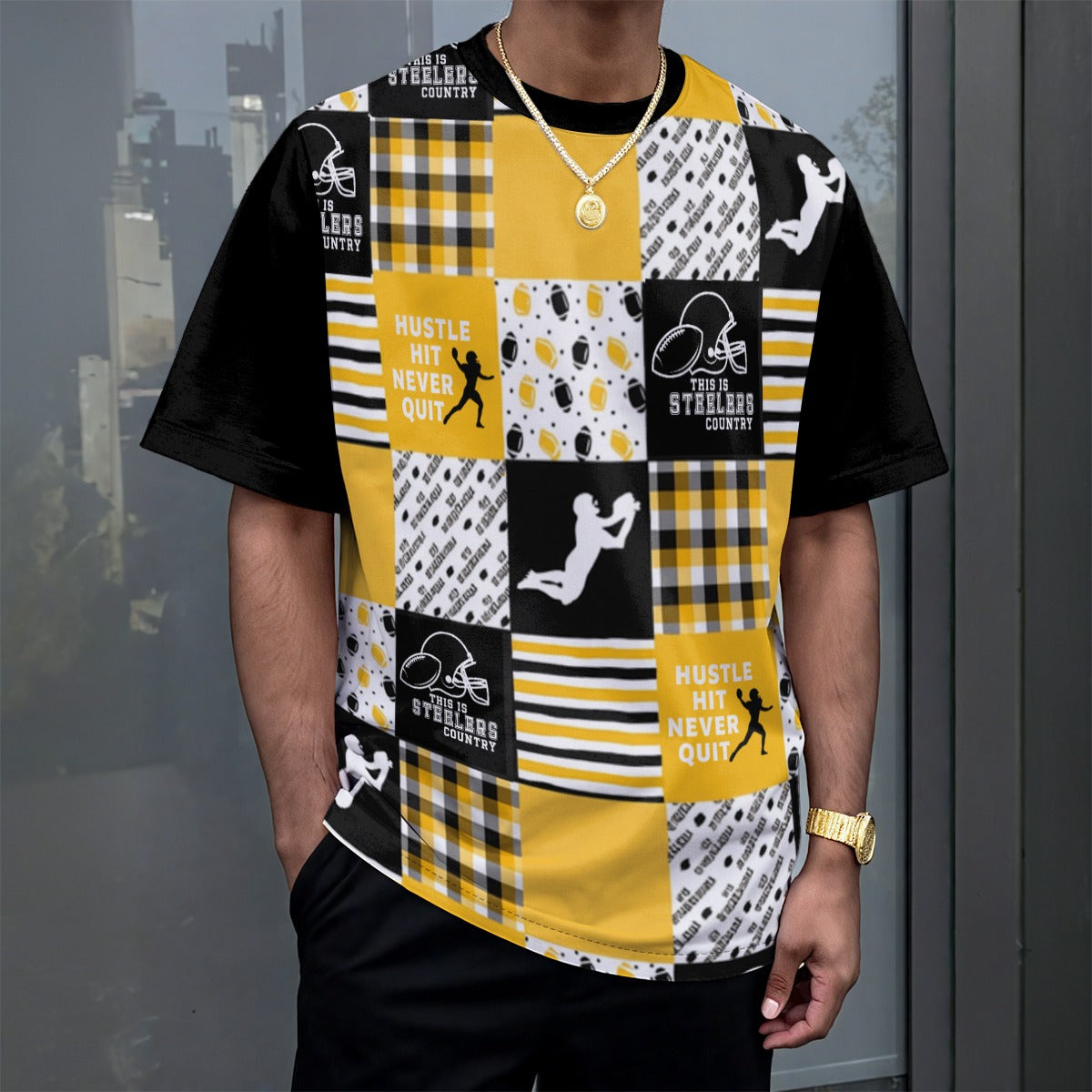 All-Over Print Unisex Drop-shoulder T-shirt|180GSM