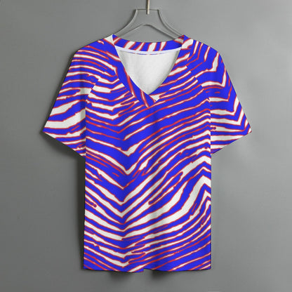 Buffalo Bills Zubaz Women's V-neck T-shirt With Short Sleeve
