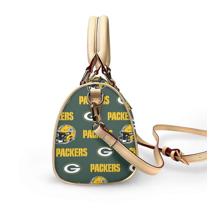 Green Bay Football Game Day Classic Barrel-Shaped PU Leather Handbag