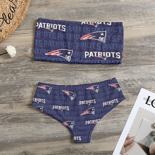 New England Football Game Day All-Over Print Women's Strapless Bikini Swimsuit
