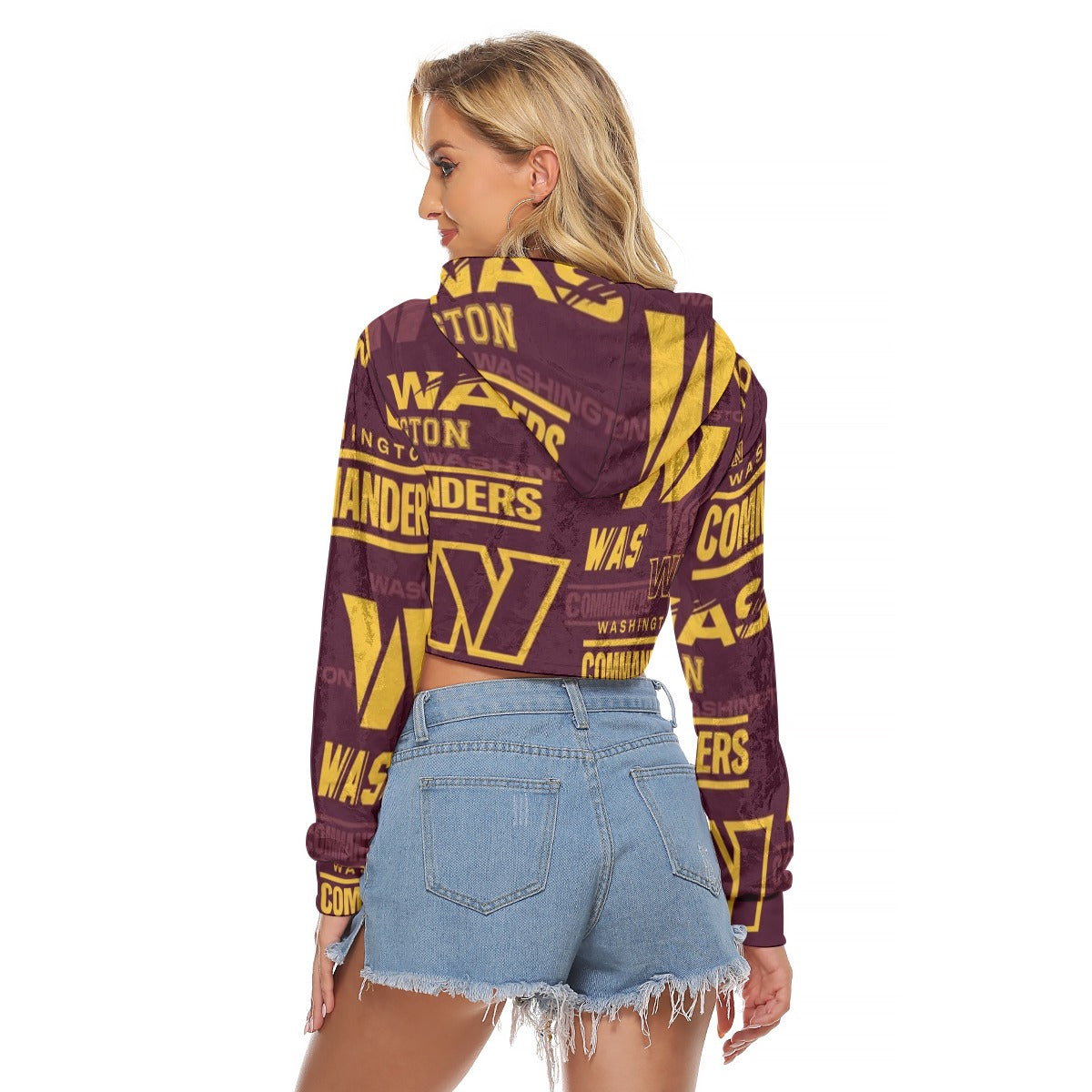 Washington Commanders Women's Crop Top Hoodie|Velvet
