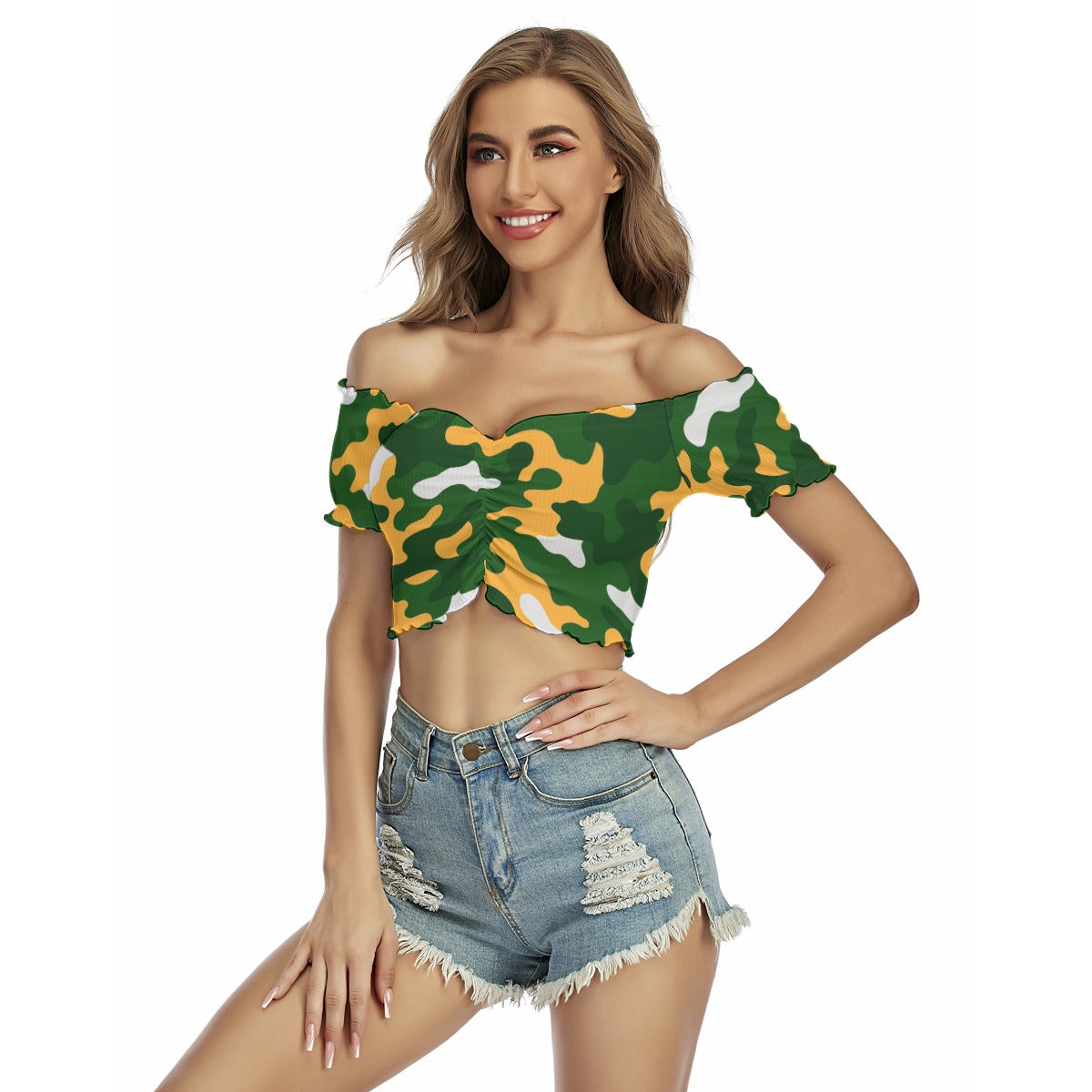 Green Bay Football Game Day All-Over Print Women's One-shoulder Off-the-navel Short Sleeve T-shirt