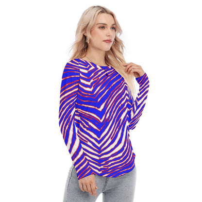 Buffalo Bills Zubaz Women's Raglan Sleeves U-Shaped Hem Long Sleeves Blouse