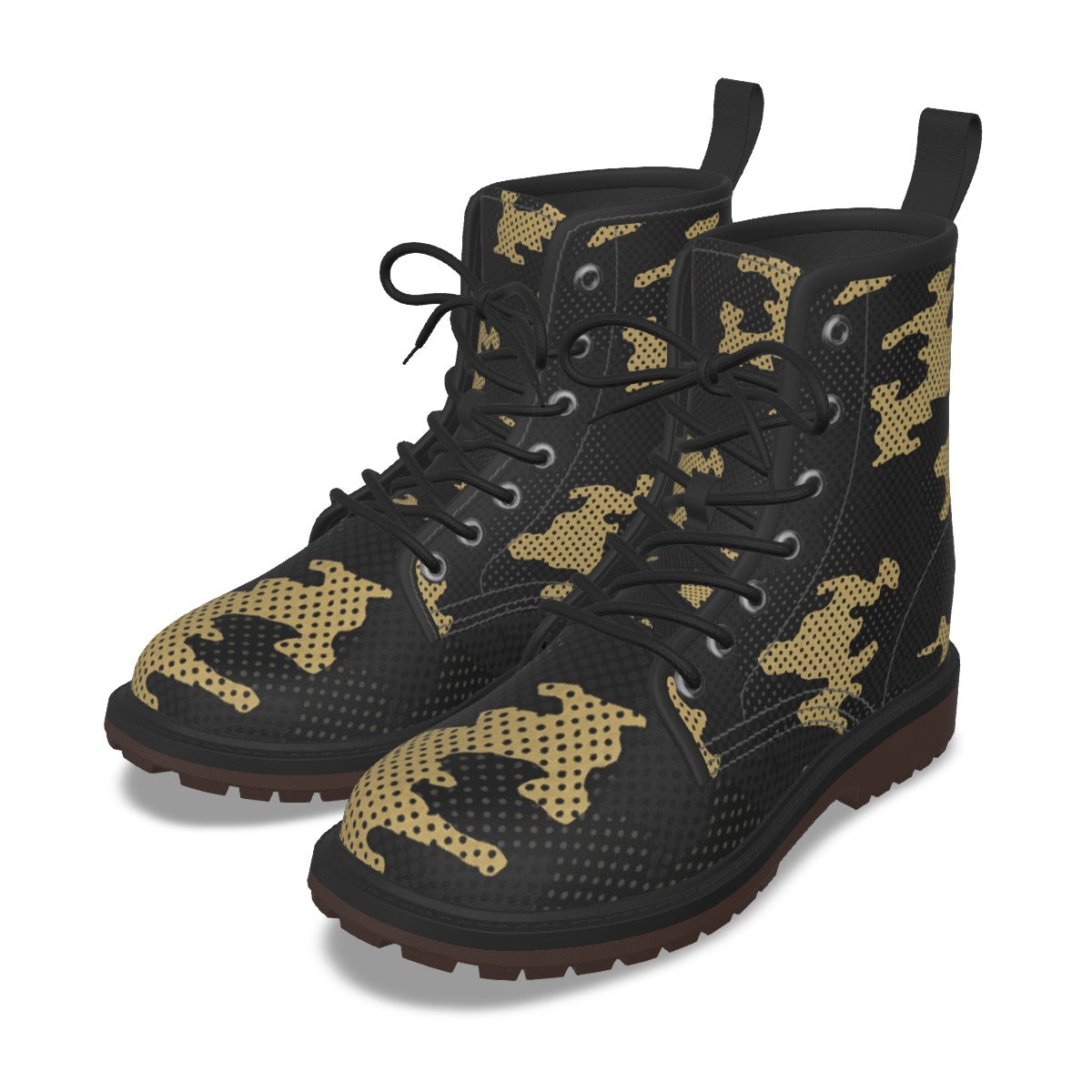 Urban Legend Colorado Boulder Gold and Black Camo Martin Short Boots – Bold Buffaloes-Inspired Stree