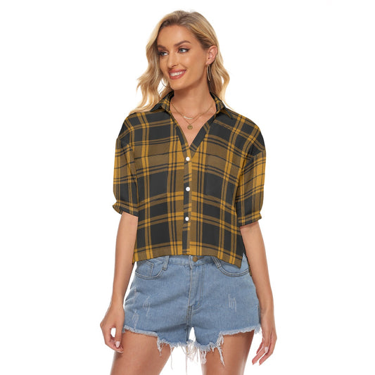 Urban Legend Missouri Tigers Tartan Plaid Women's V-Neck Shirt – Black and Gold College Streetwear w