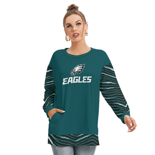 Philadelphia Football Game Day All-Over Print Women's Side Split O-neck Sweatshirt