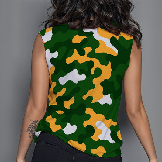 Green Bay Football Game Day All-Over Print Women's Round Sleeveless T-Shirt