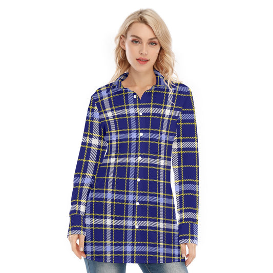 Michigan Tartan Plaid Wolverines Women's Long Shirt |115GSM Cotton poplin