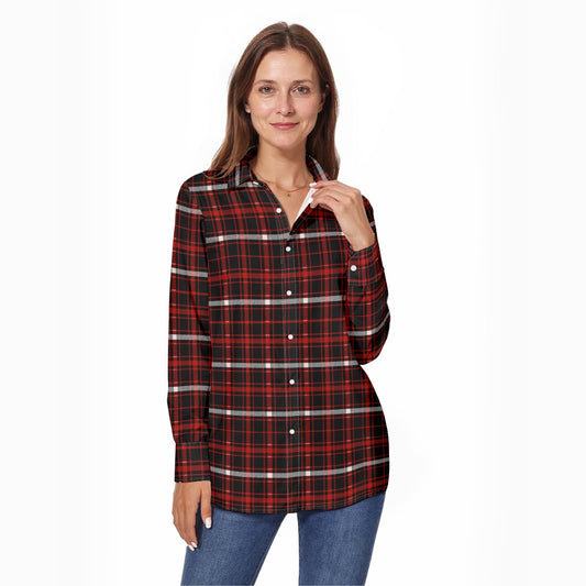 Nebraska Tartan Plaid Cornhuskers Women's Long Sleeve Shirt
