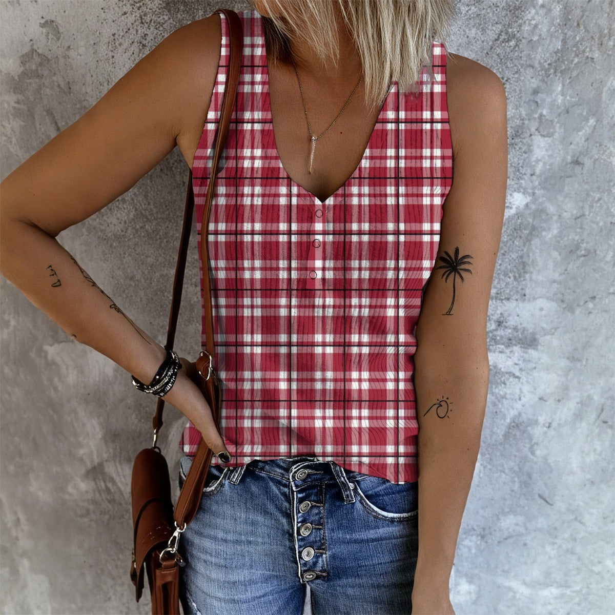 Alabama Tartan Plaid Women's Button Vest